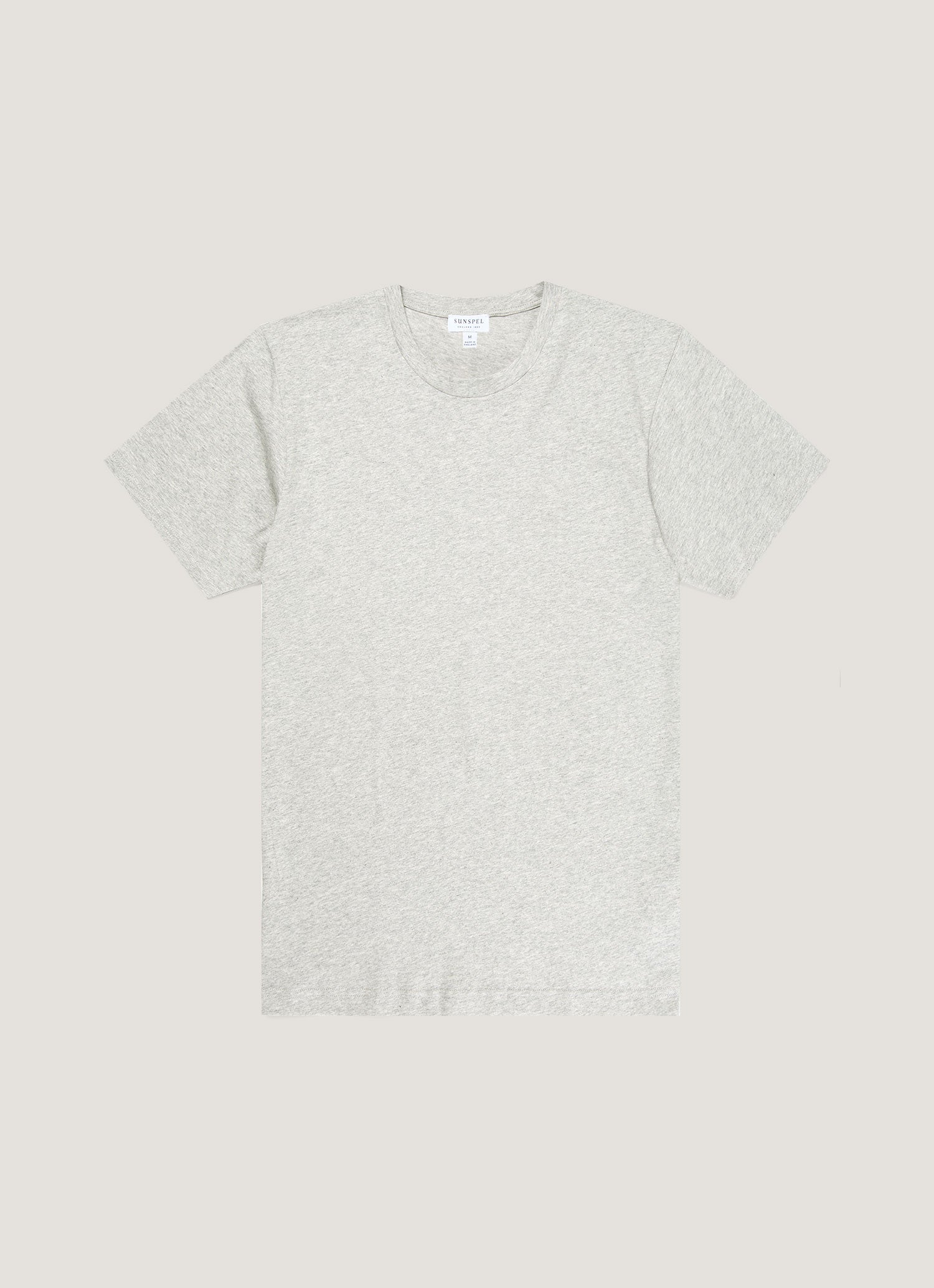 リヴィエラ（ミッドウェイト） Tシャツ（Grey Melange）| Sunspel