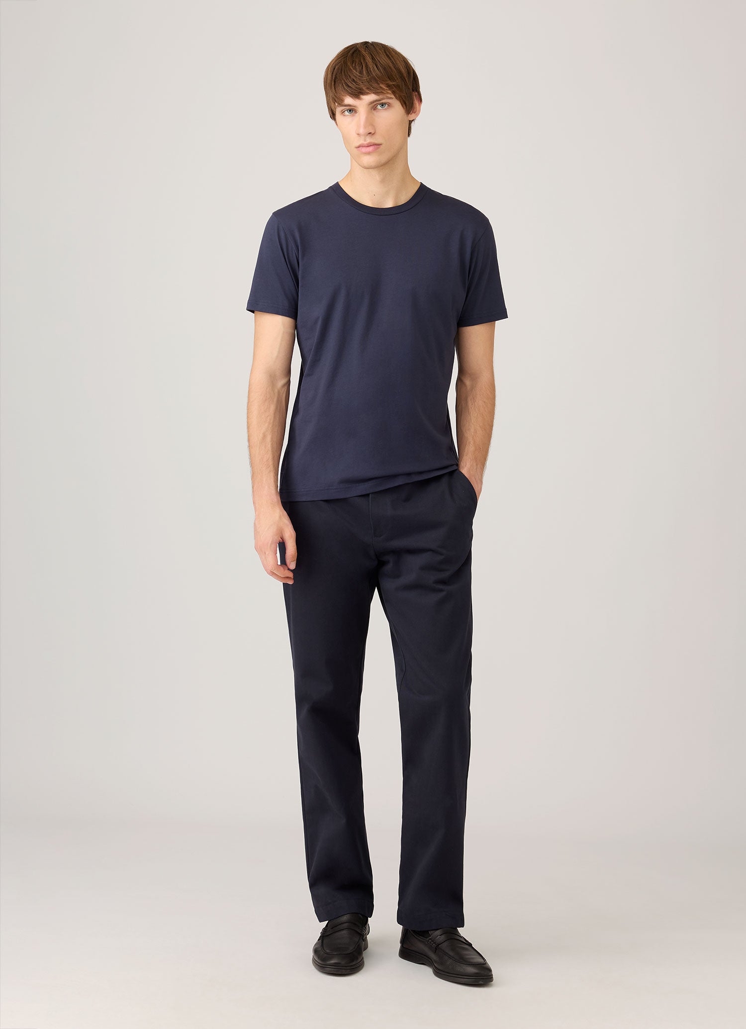 リヴィエラ（ミッドウェイト） Tシャツ（Navy）| Sunspel