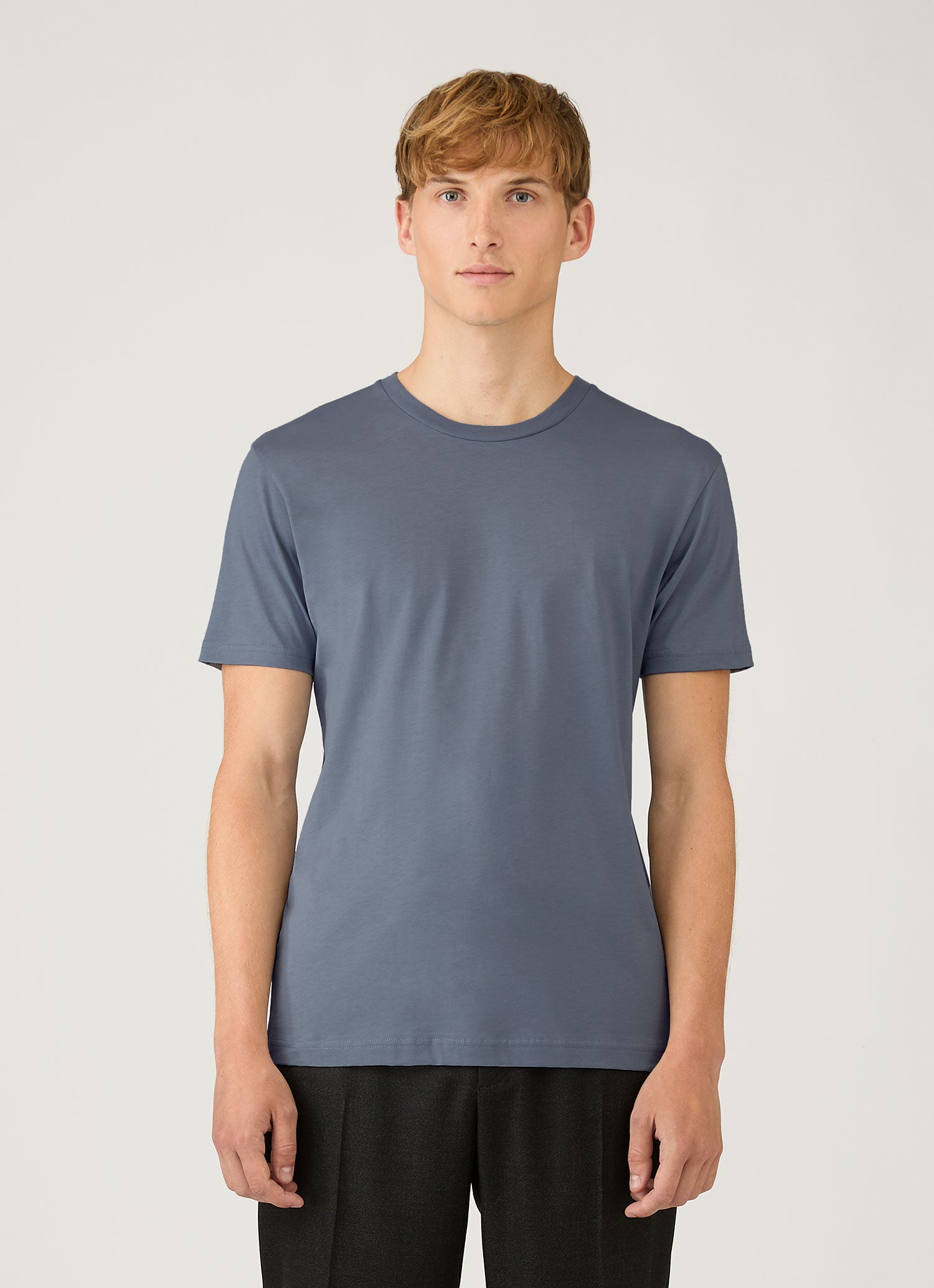 リヴィエラ（ミッドウェイト） Tシャツ（Slate Blue）| Sunspel