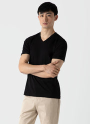 Men's Riviera V Neck T-shirt in Black