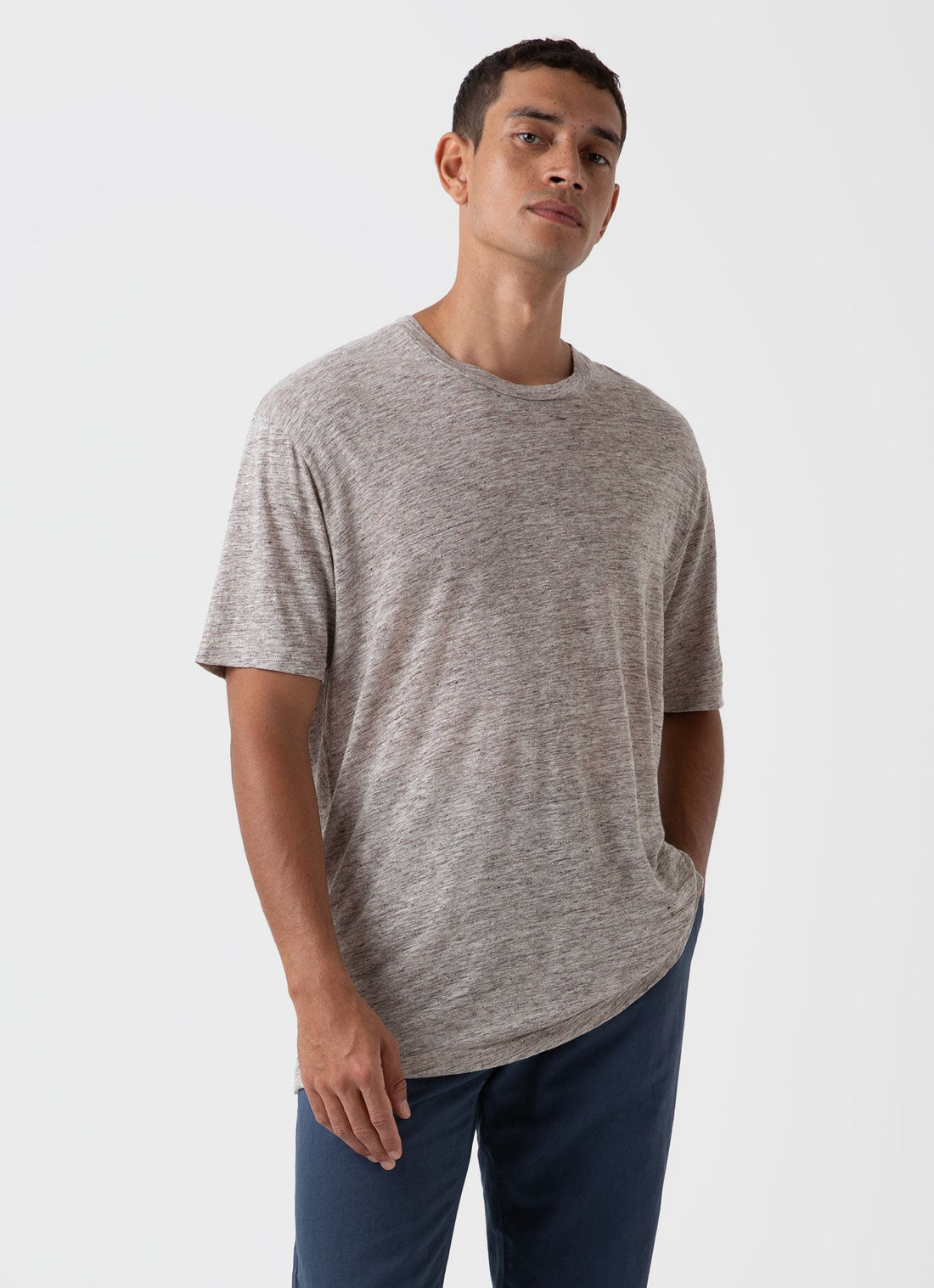 Men's Linen T-shirt in Oatmeal Melange