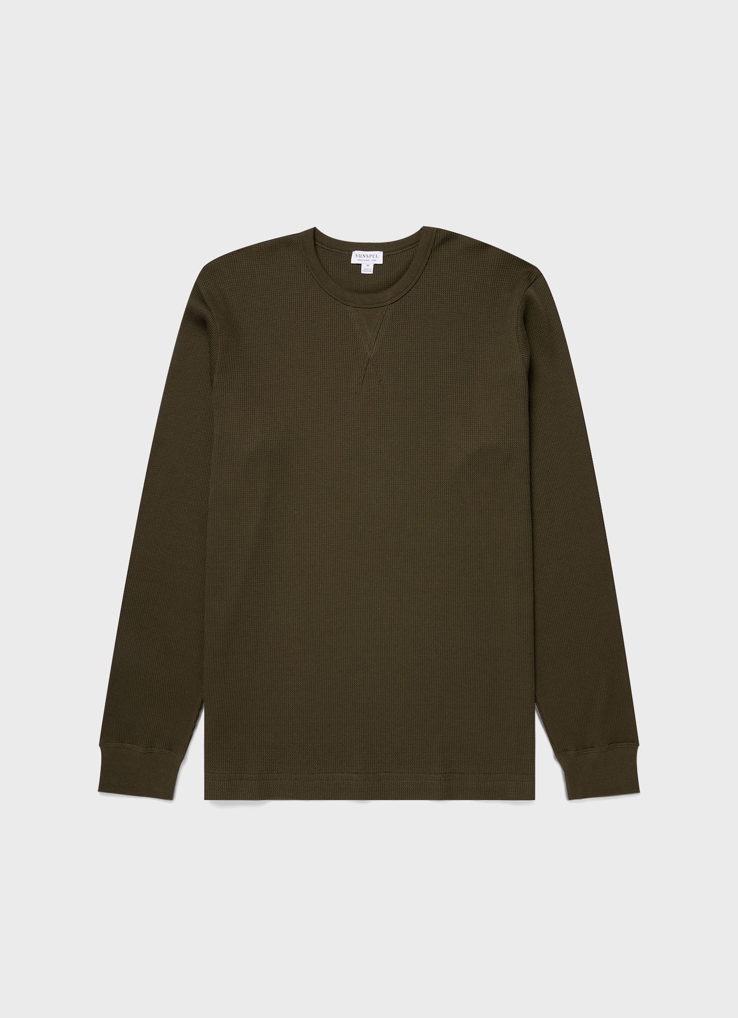 ロングスリーブワッフルTシャツ（Dark Olive）| Sunspel