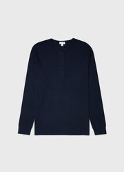 Men's Long Sleeve Waffle Henley in Navy