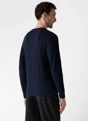 Men's Long Sleeve Waffle Henley in Navy