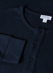 Men's Long Sleeve Waffle Henley in Navy