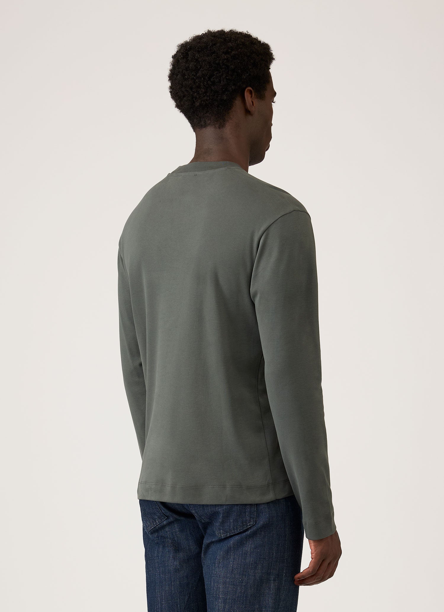 ロングスリーブ （ヘビーウェイト） T シャツ（Slate Green） | Sunspel