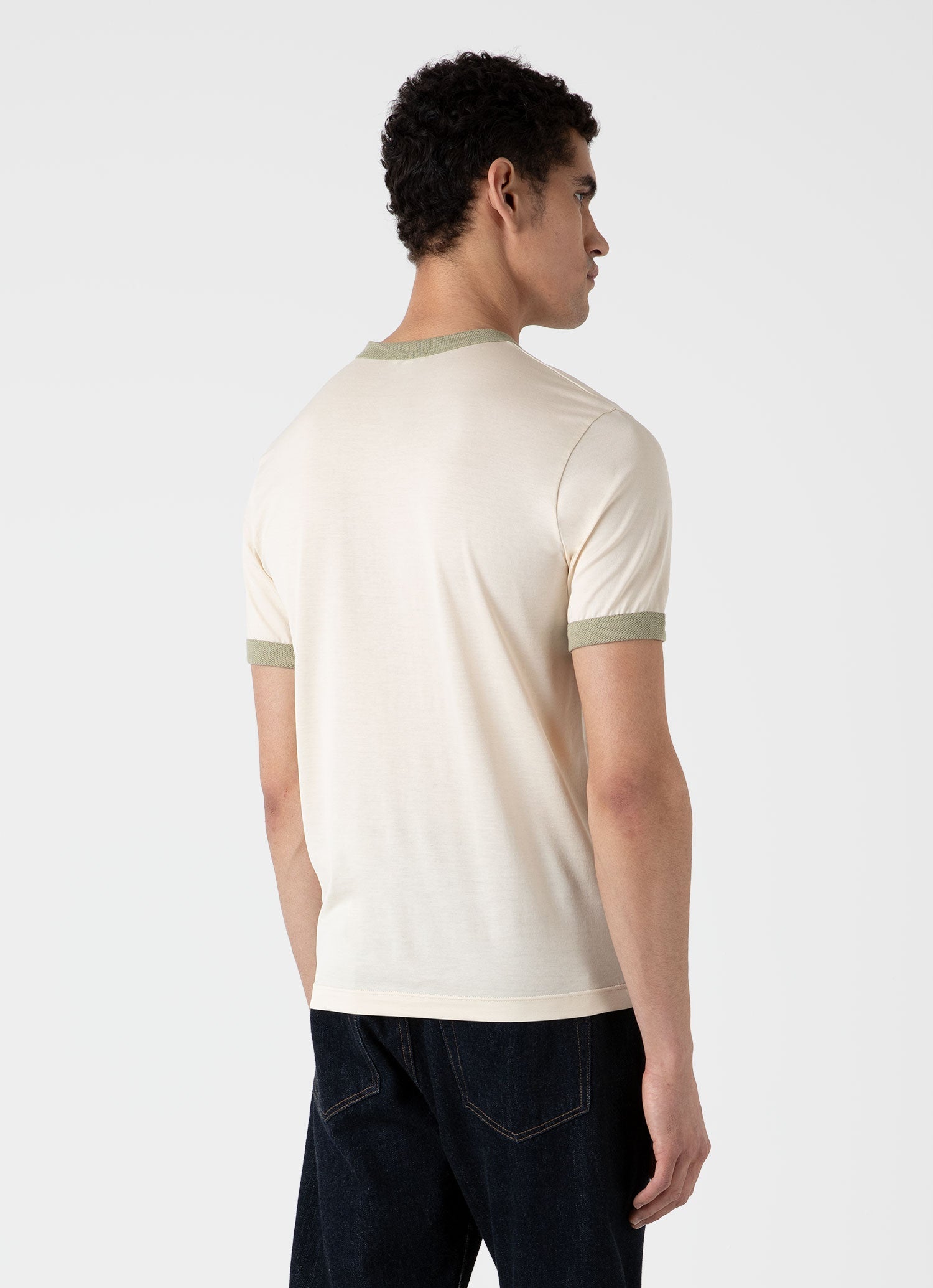 【関税込み】Sunspel カーキ＆オフホワイト Classic Tシャツ クラシックTシャツ （Navy/White English Stripe）| Sunspel