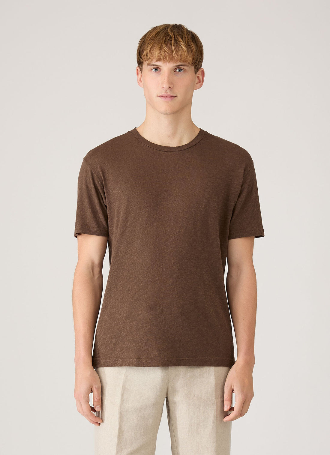 Men's Cotton Linen T-shirt in Dark Walnut