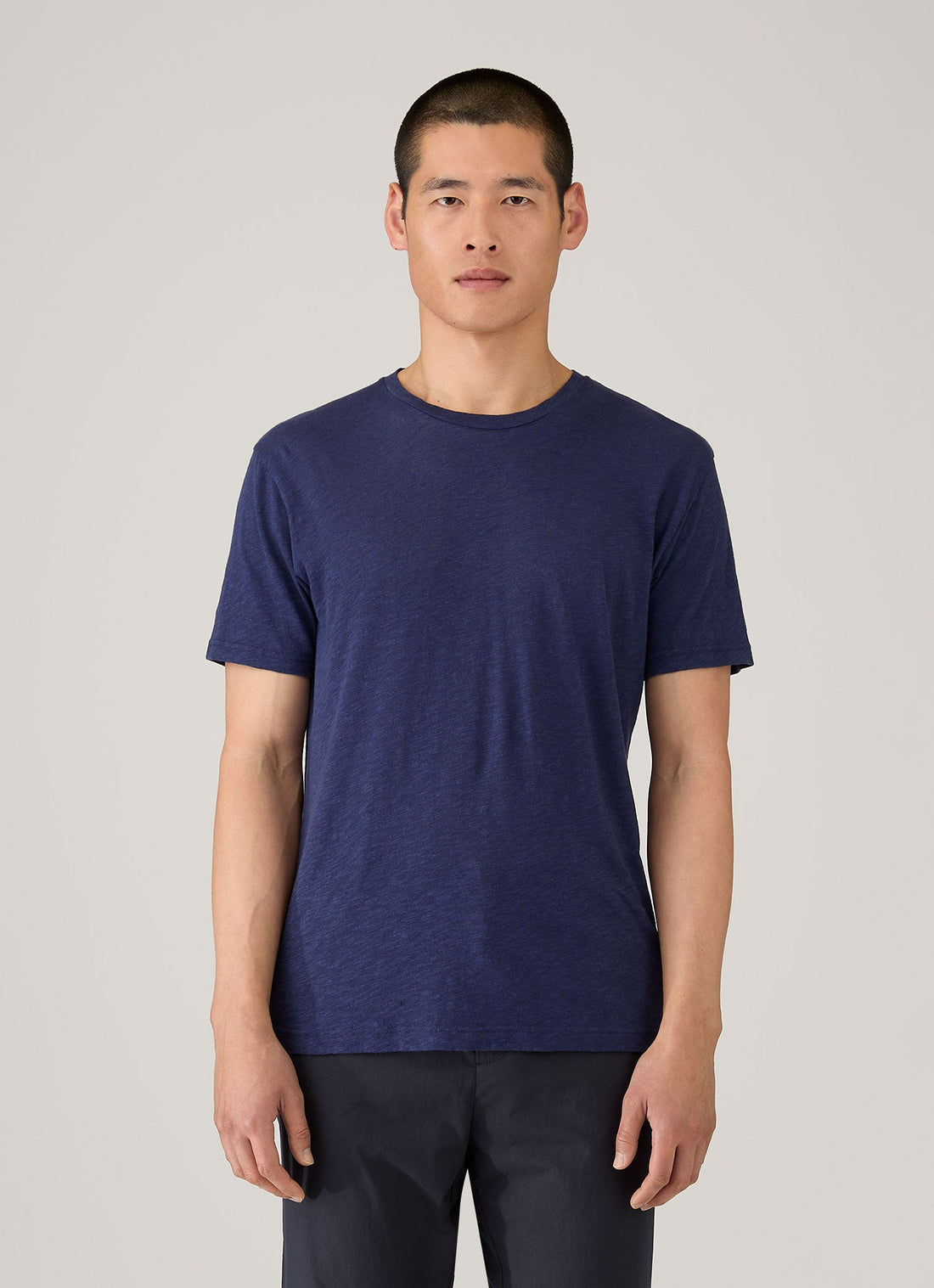 Men's Cotton Linen T-shirt in Ink Blue