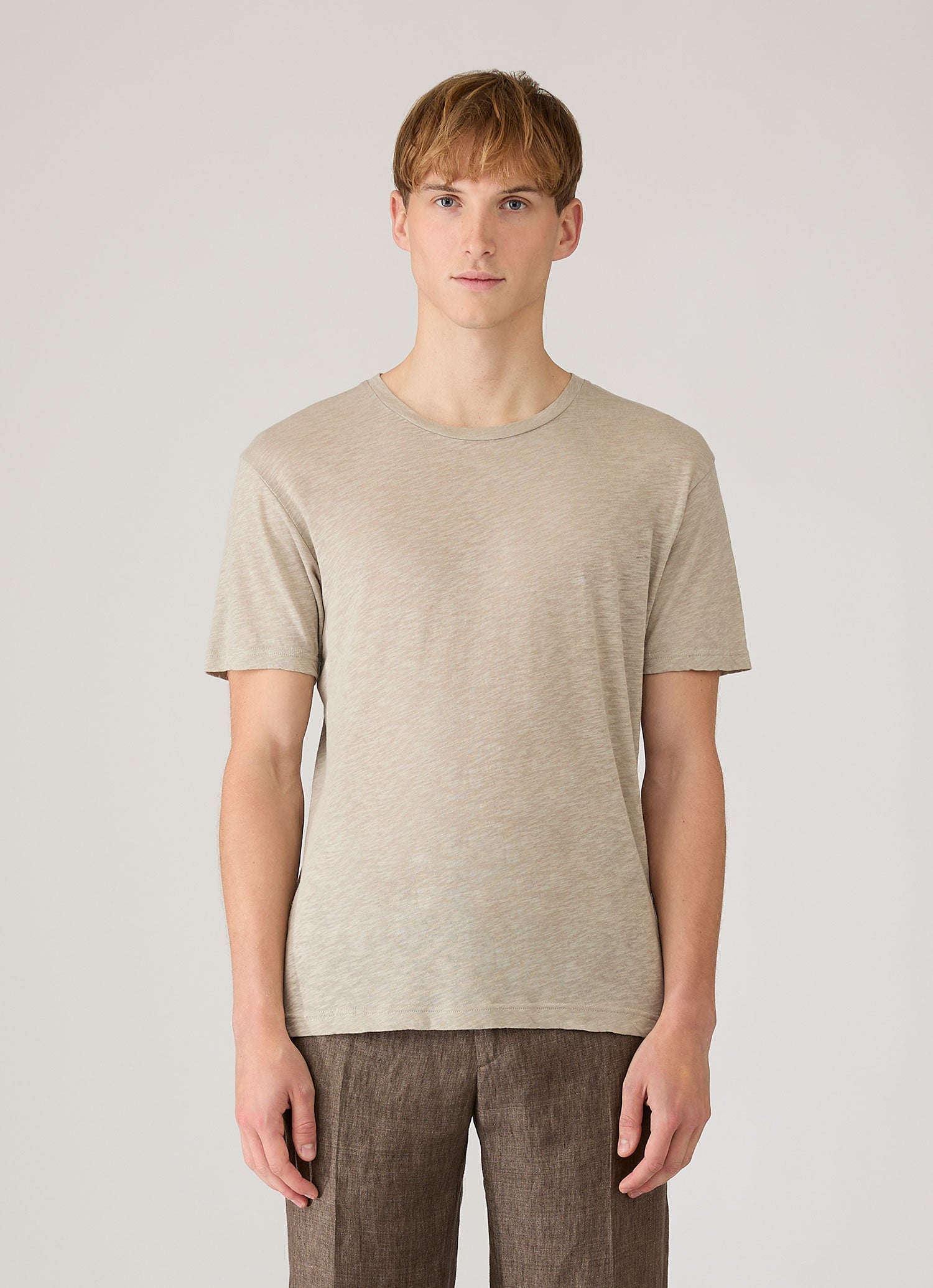 コットンリネン Tシャツ（Ash）| Sunspel