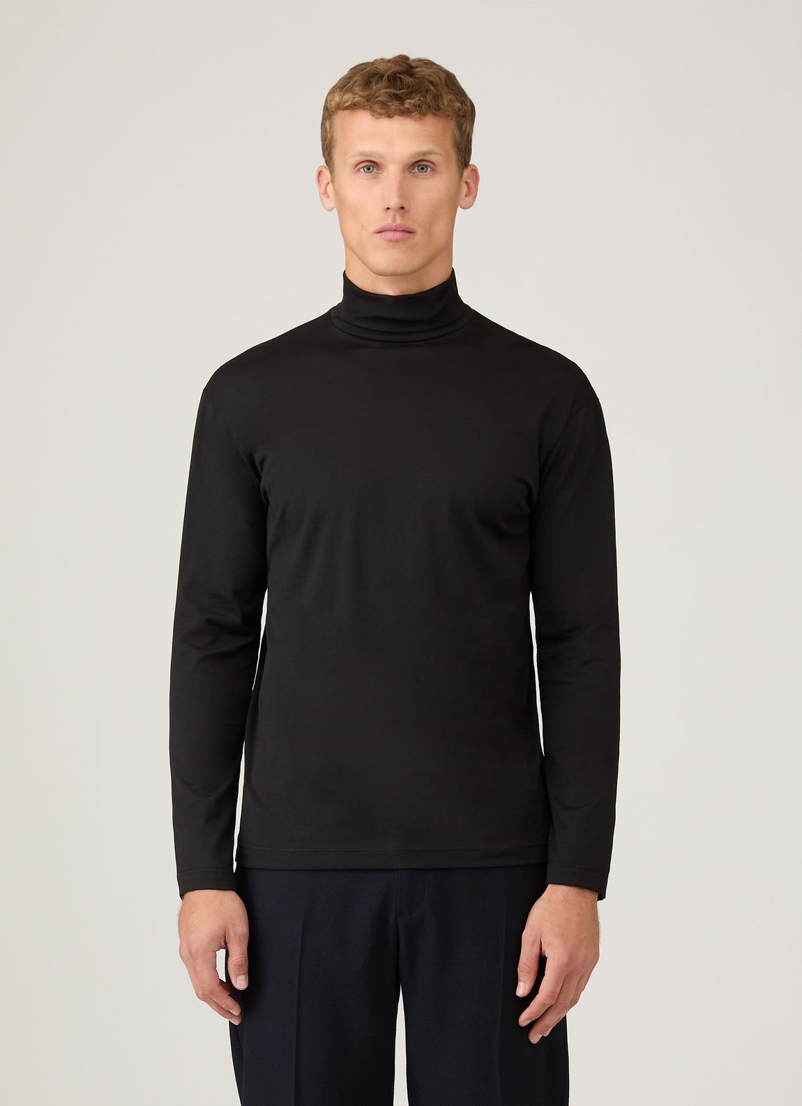 Men's Long Sleeve Roll Neck in Black