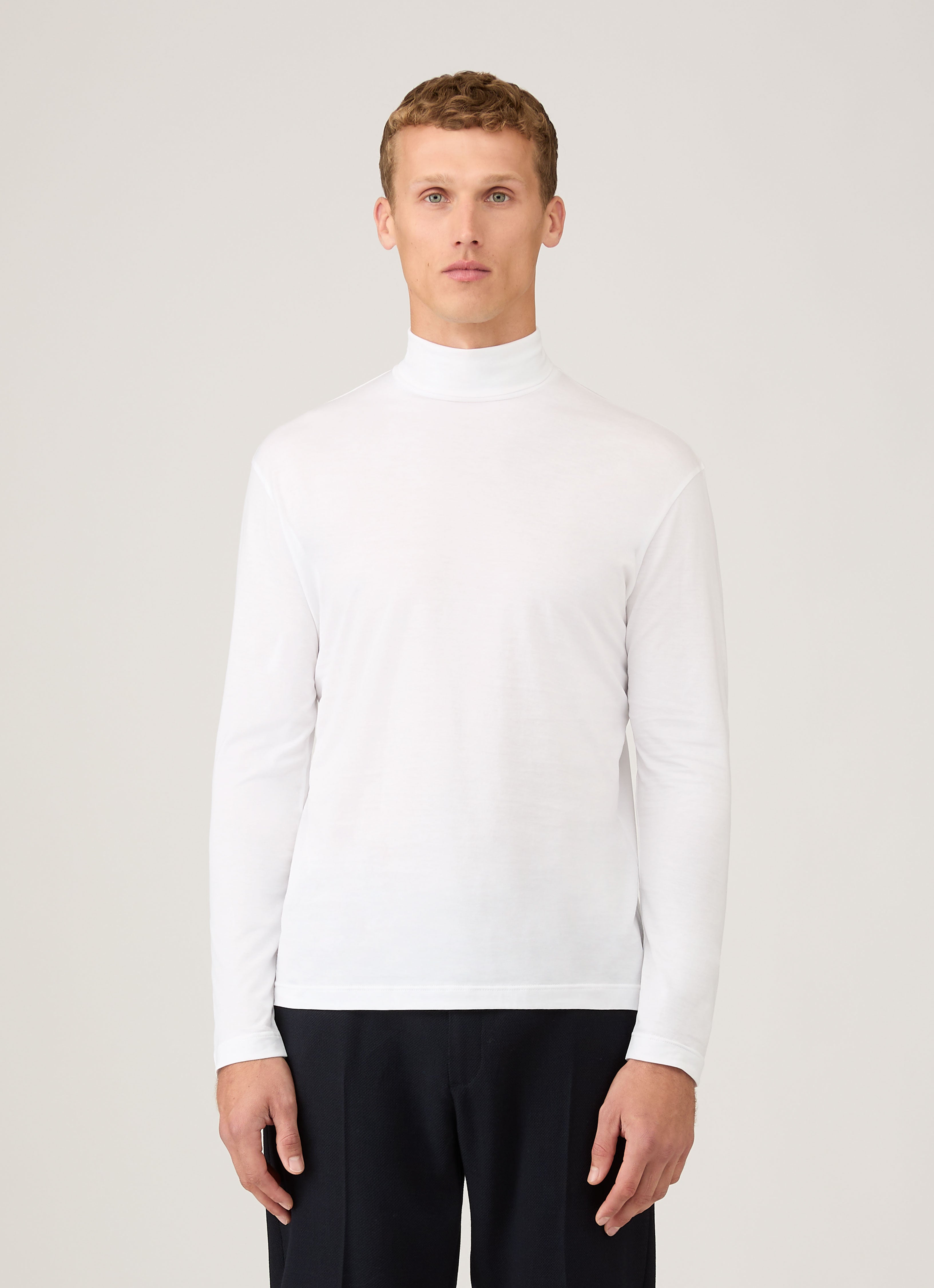 ロングスリーブ ロールネック (White)| Sunspel ロングスリーブ ロールネック (White)| Sunspel