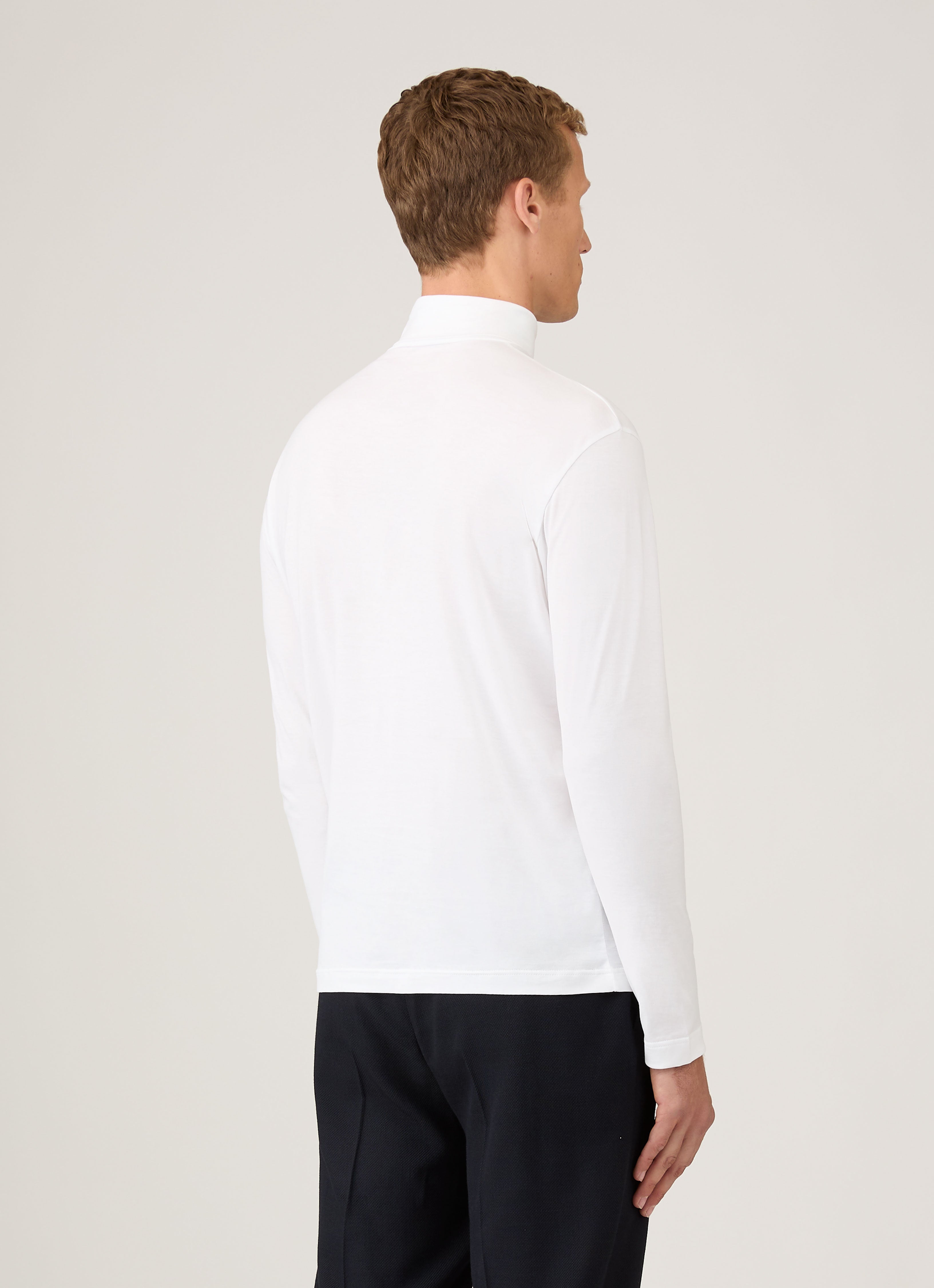 ロングスリーブ ロールネック （White）| Sunspel