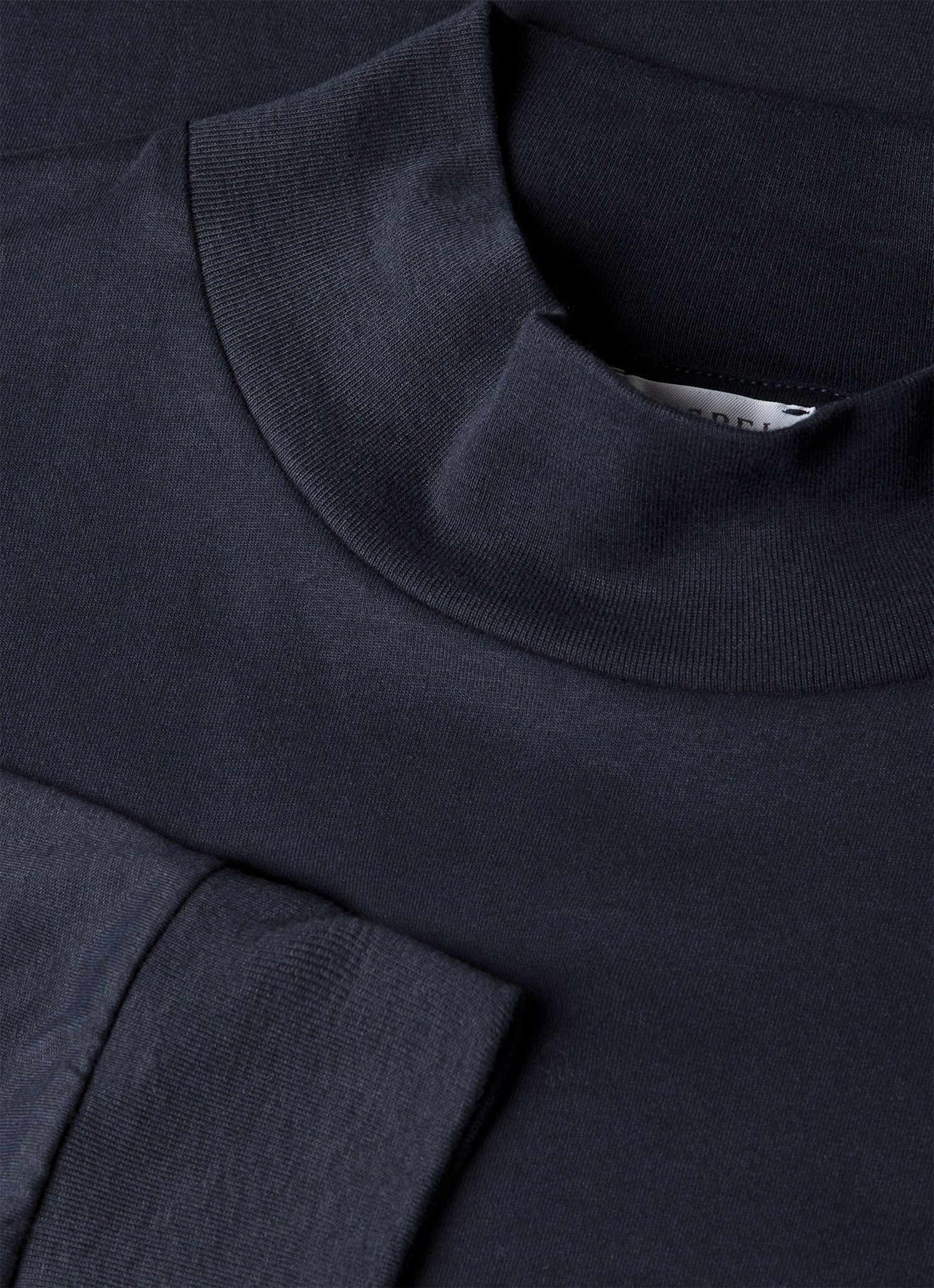 ブラッシュドコットン ロングスリーブ モックネックTシャツ（Midnight