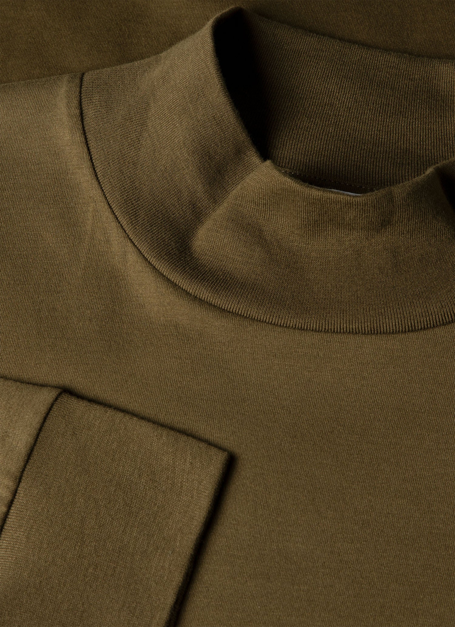 ブラッシュドコットン ロングスリーブ モックネックTシャツ（Loden