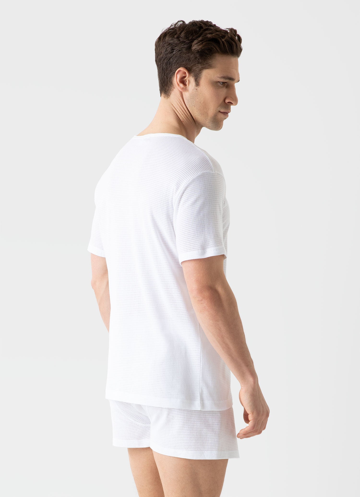 Men's Cellular Cotton Underwear T-shirt in White