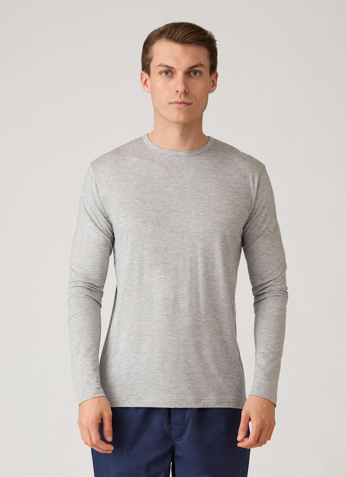 Men's Long Sleeve Tencel™ T-shirt in Grey Melange
