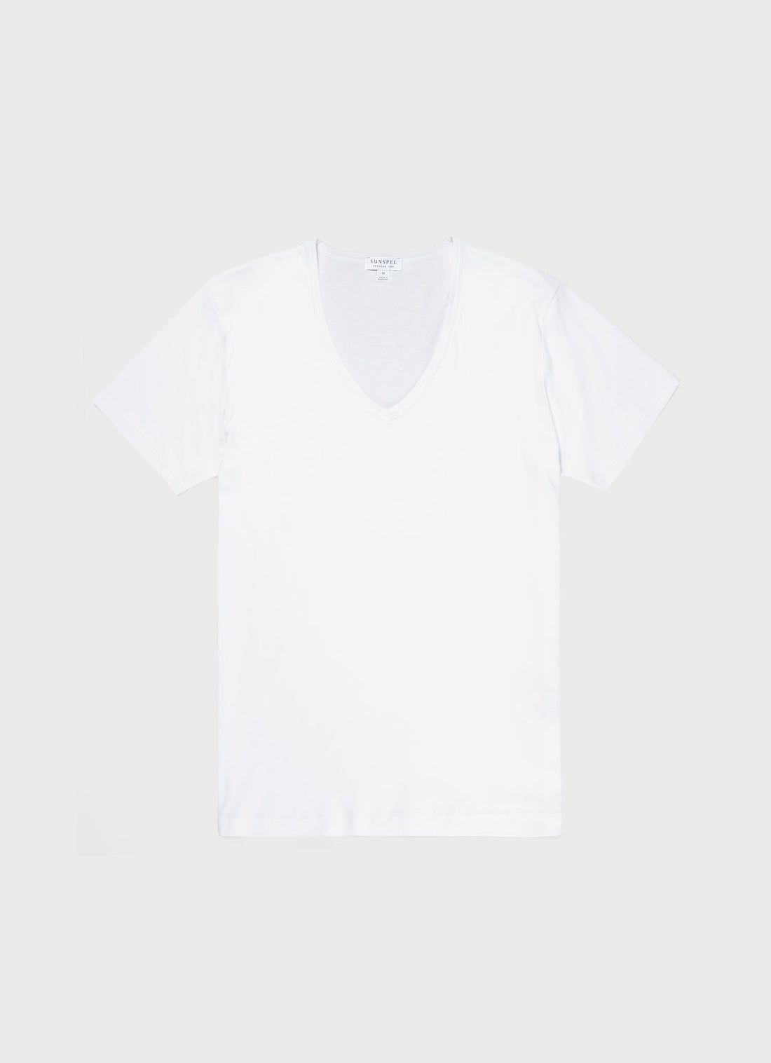Men's Sea Island Cotton V-neck Underwear T-shirt in White