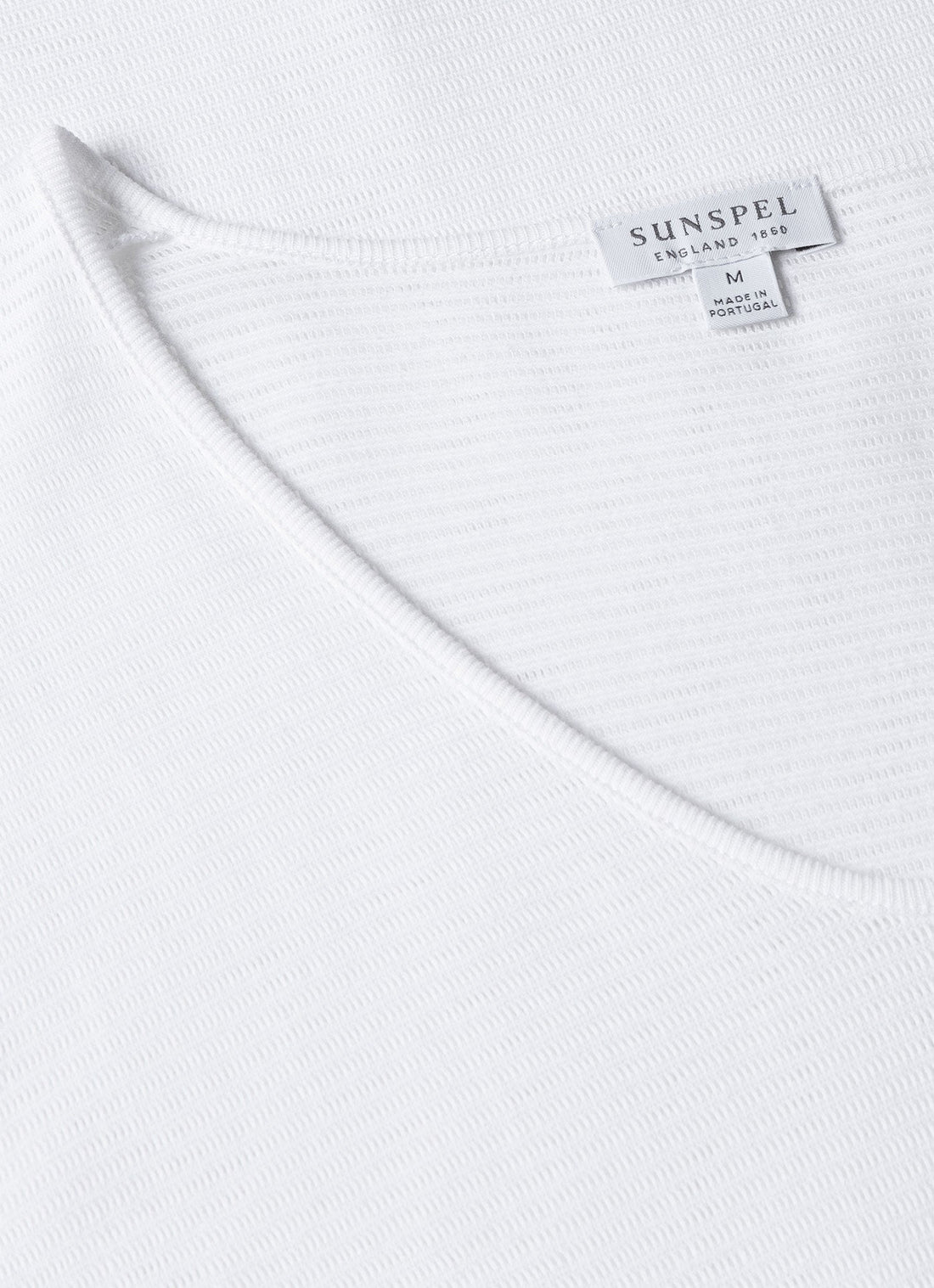 Men's Cellular Cotton V-neck Underwear T-shirt in White