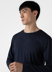 Men's Cotton Modal Lounge Long Sleeve T-shirt in Navy