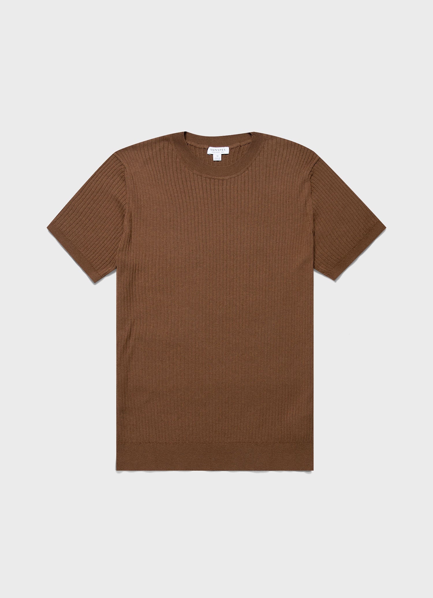 ファインリブ ニットTシャツ（Dark Sand）| Sunspel