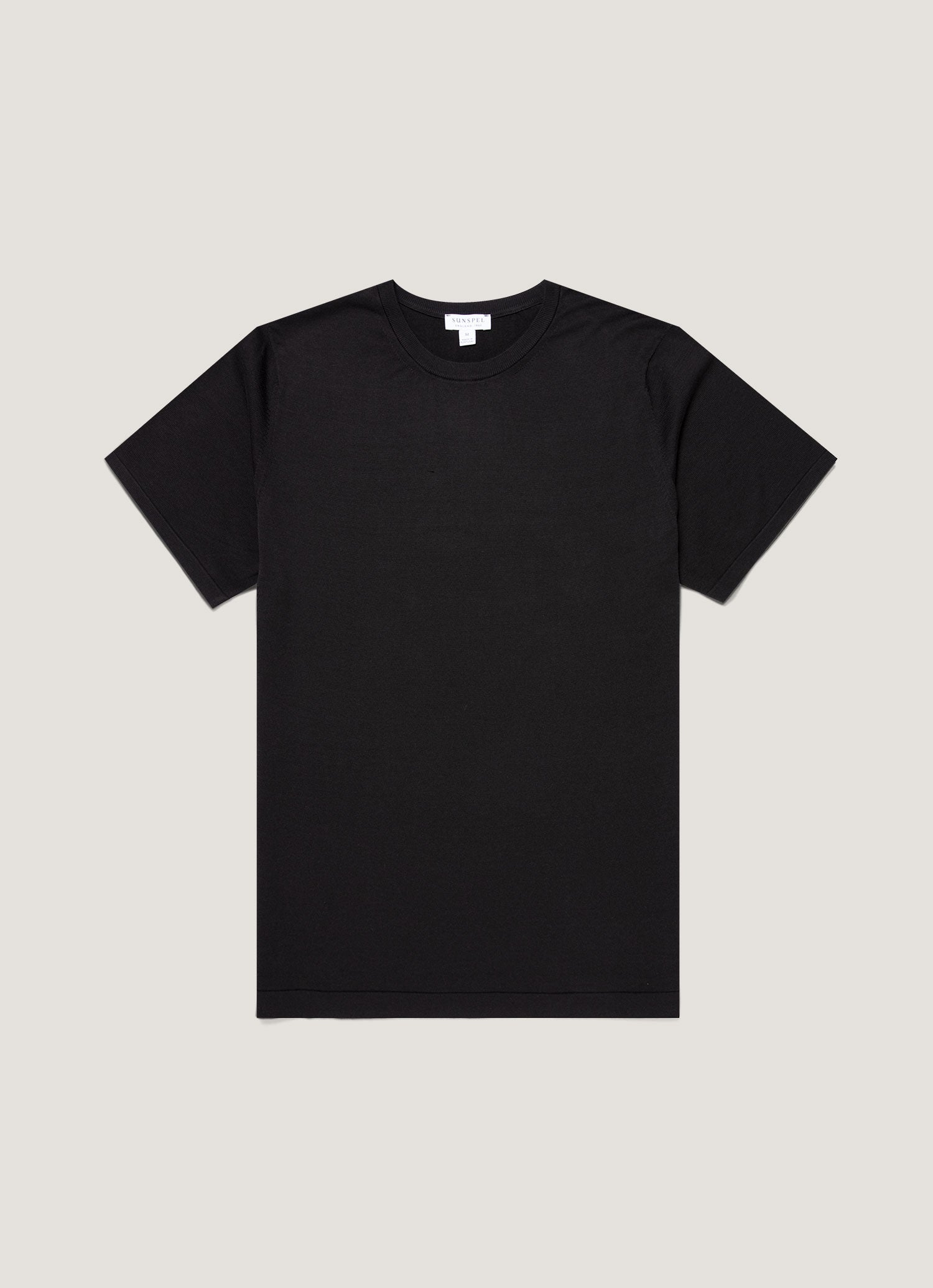 シーアイランドコットン ニット Tシャツ（Black）| Sunspel