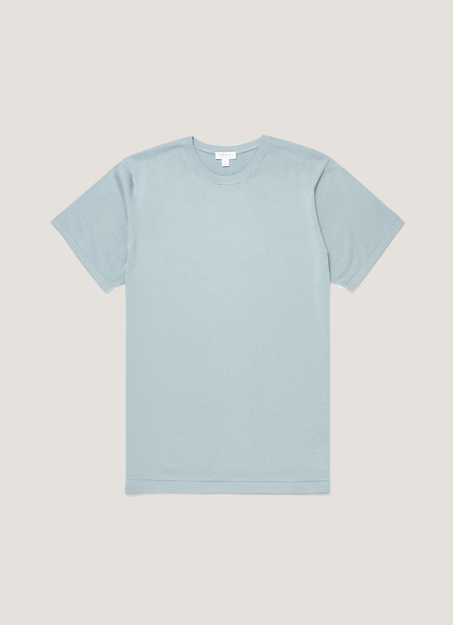 シーアイランドコットン ニット Tシャツ（Stone Blue）| Sunspel
