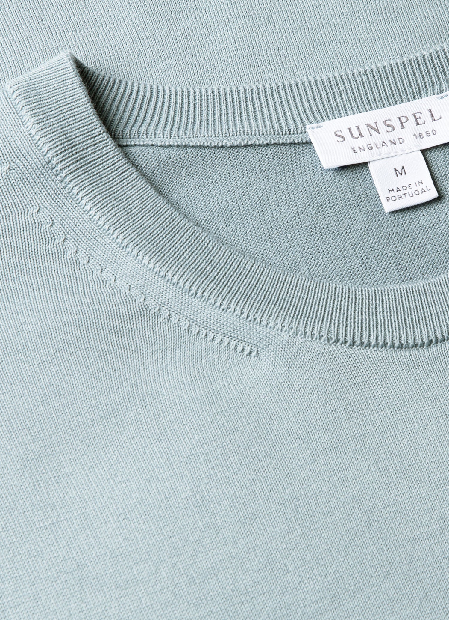 シーアイランドコットン ニット Tシャツ（Stone Blue）| Sunspel