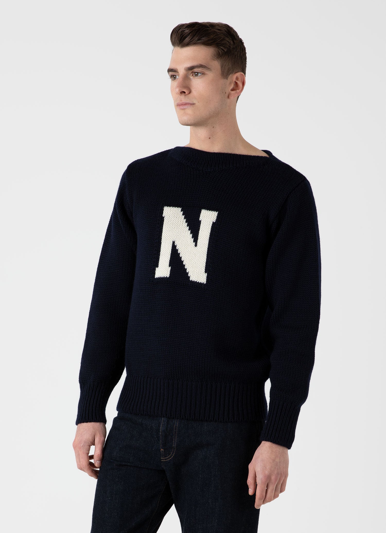 Sunspel x Nigel Cabourn ワイドネッククルー（Navy）|Sunspel