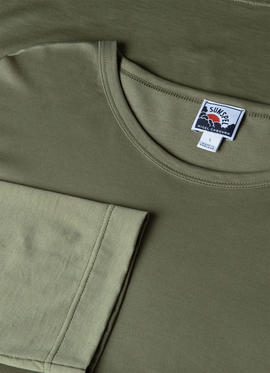 Men's Sunspel x Nigel Cabourn Long Sleeve T-shirt in Army Green