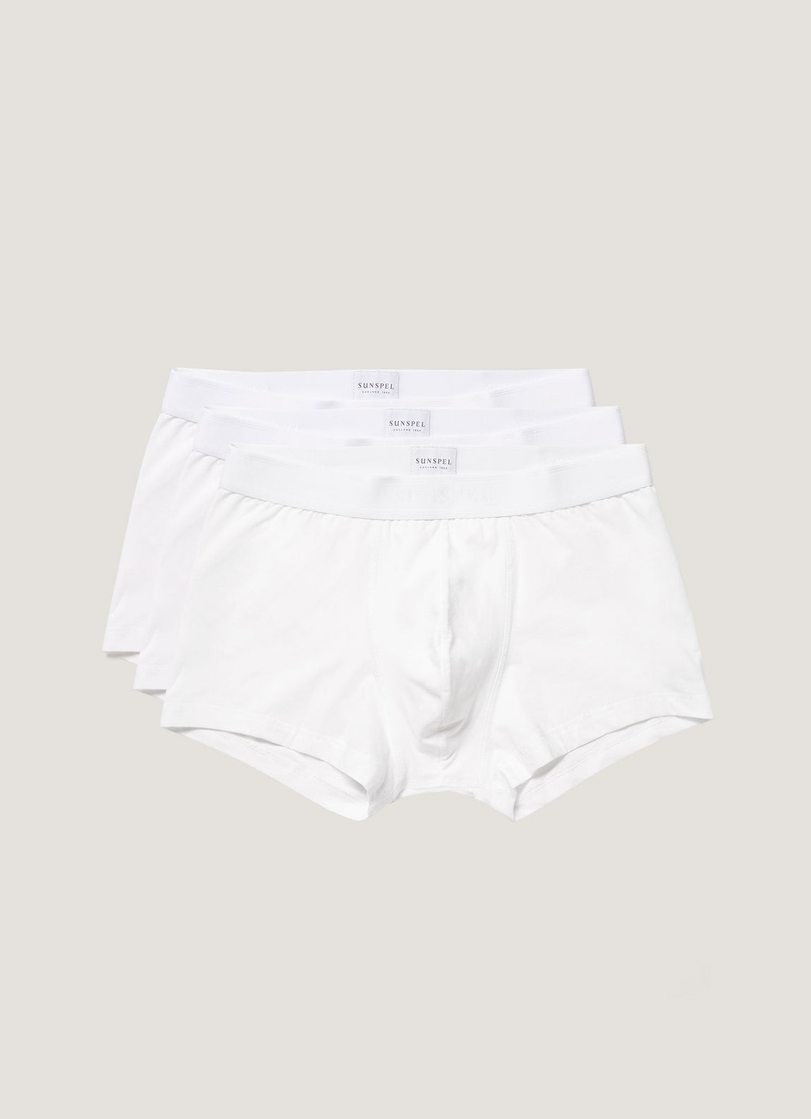 Men's Stretch Cotton Trunks 3-Pack in White