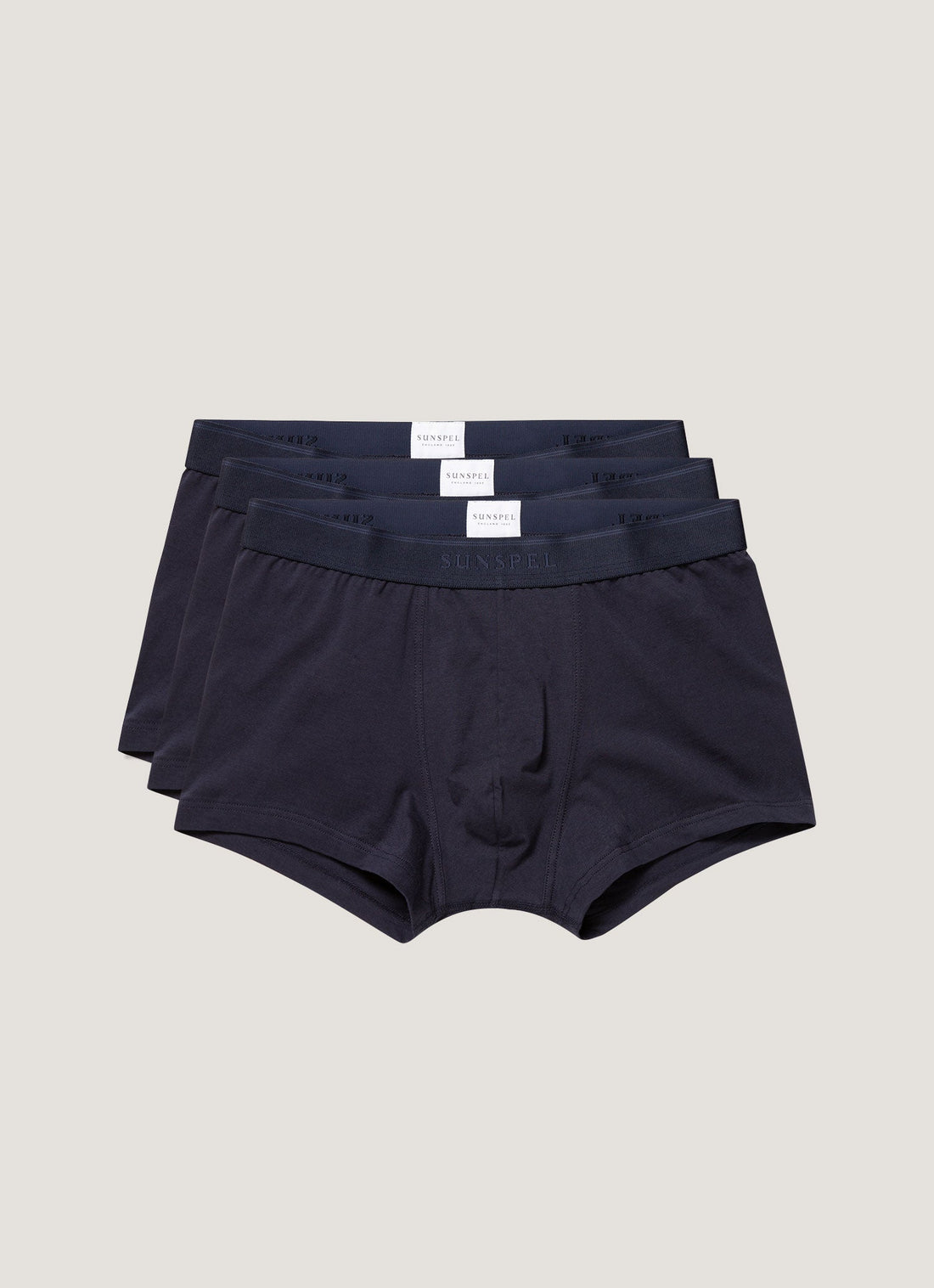 Men's Stretch Cotton Trunks 3-Pack in Navy
