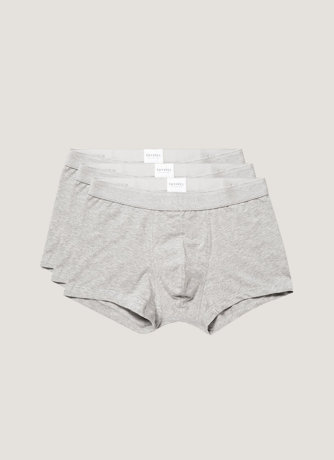 Men's Stretch Cotton Trunks 3-Pack in Grey Melange