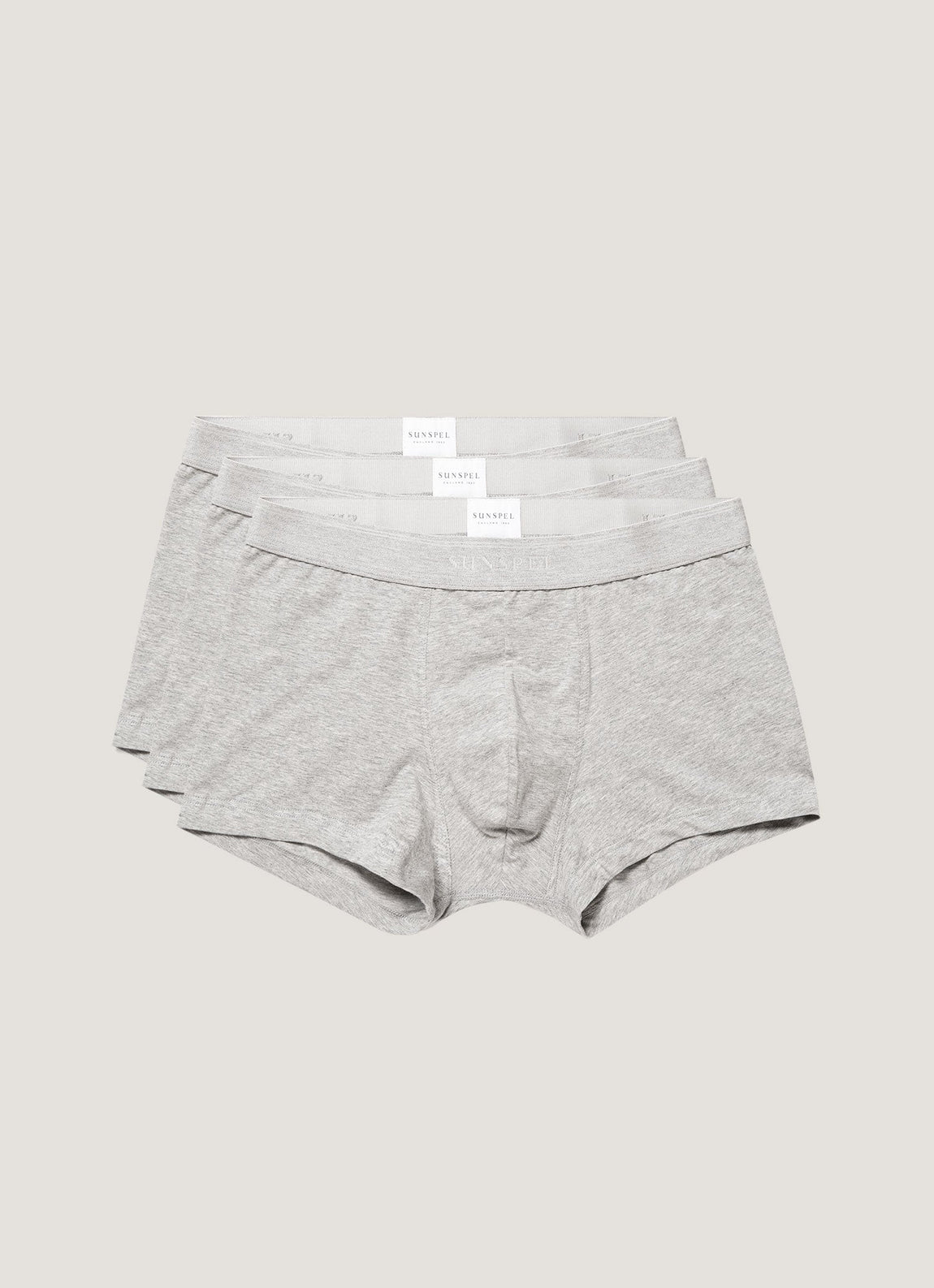 Men's Stretch Cotton Trunks 3-Pack in Grey Melange