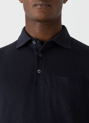 Men's WM Brown Long Sleeve Polo Shirt in Navy