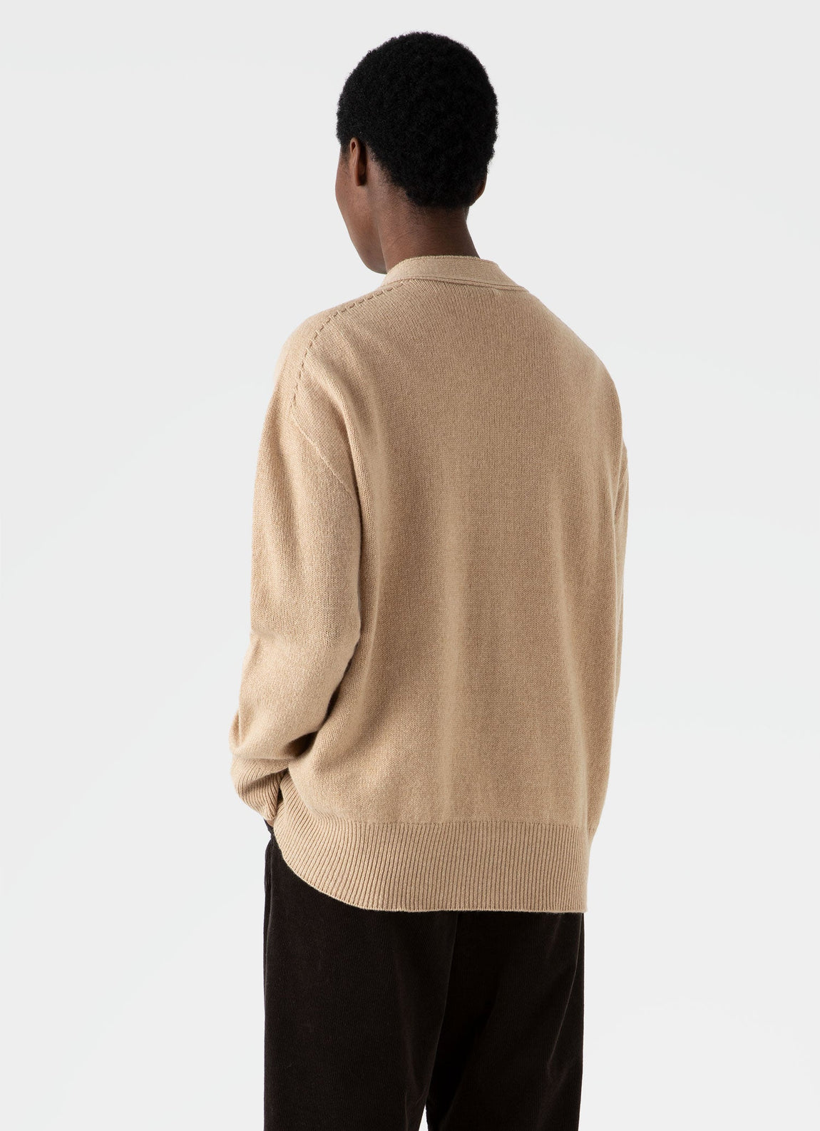 Women's Lambswool Cardigan in Light Camel