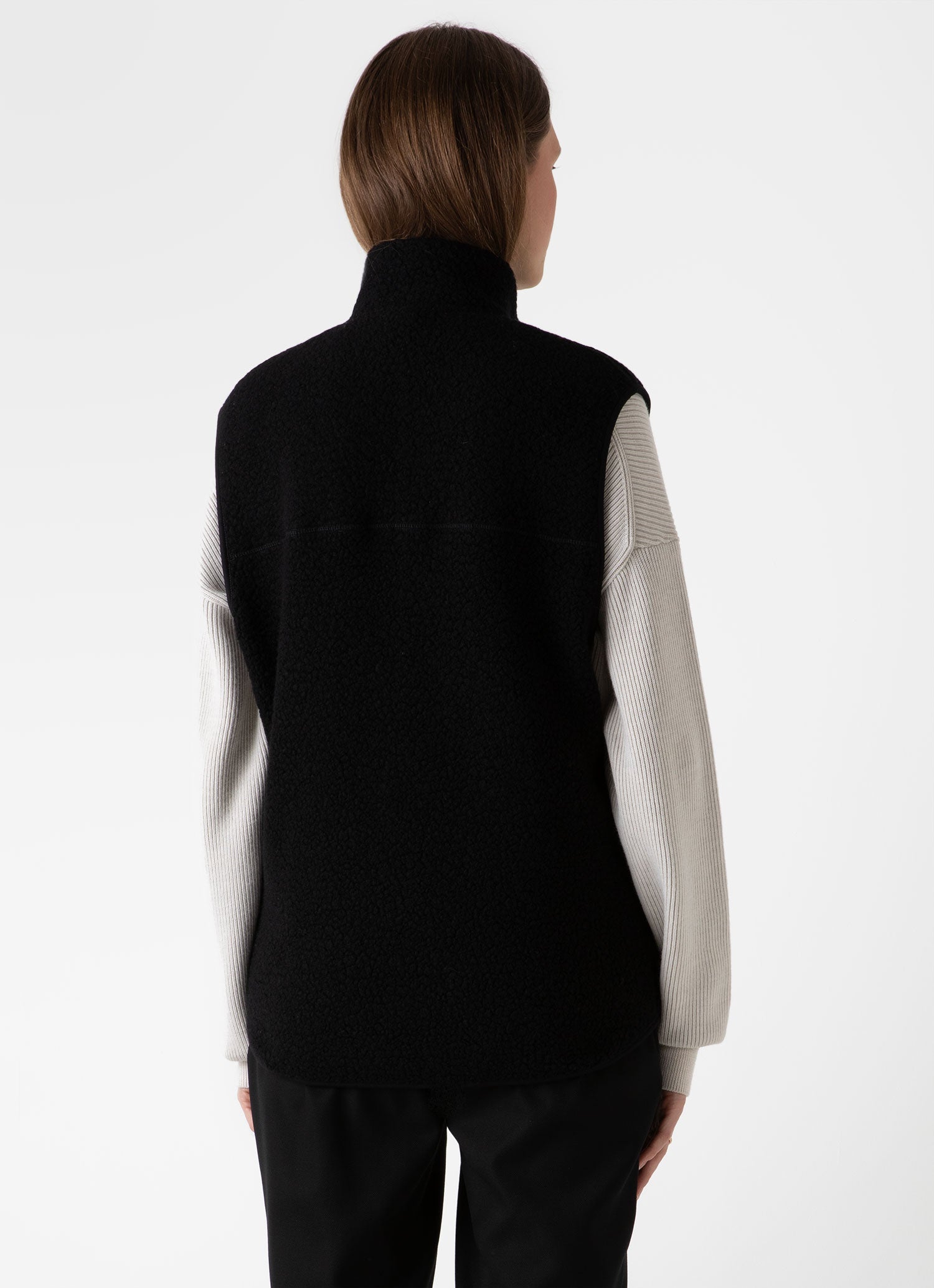 Women's Wool Fleece Gilet in Black
