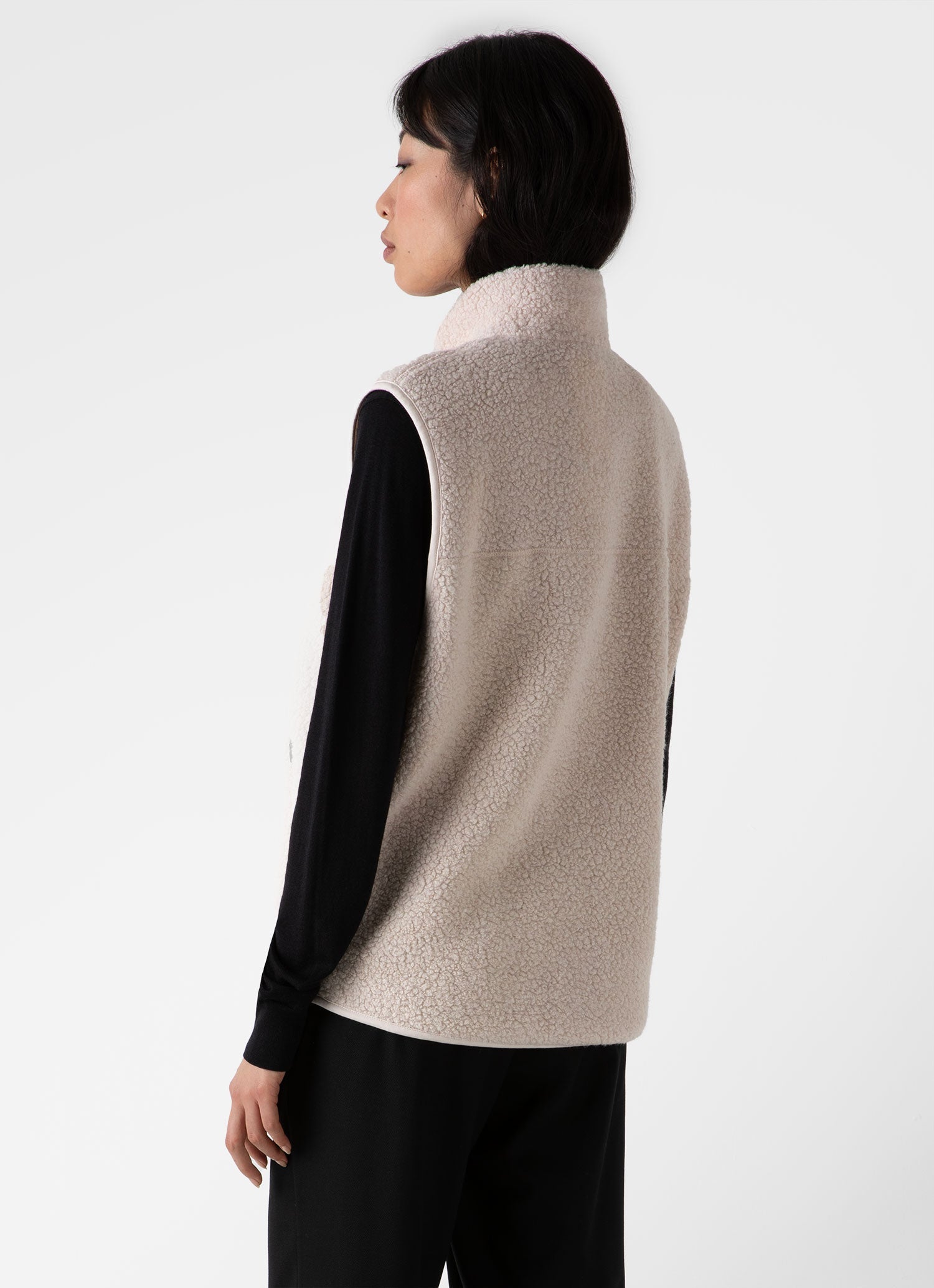 Women's Wool Fleece Gilet in Ecru