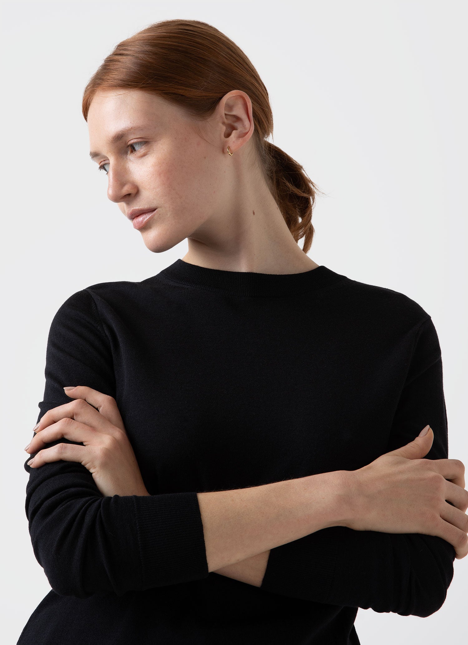 Women's Merino Silk Crew Neck jumper in Black