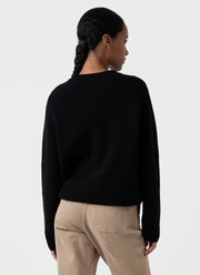 Women's Wool Cashmere Rib Jumper in Black