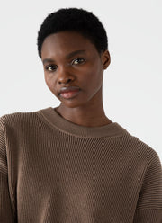 Women's Ribbed Crew Neck Jumper in Cedar