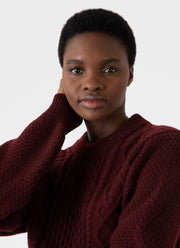 Women's Cable Knit Jumper in Maroon