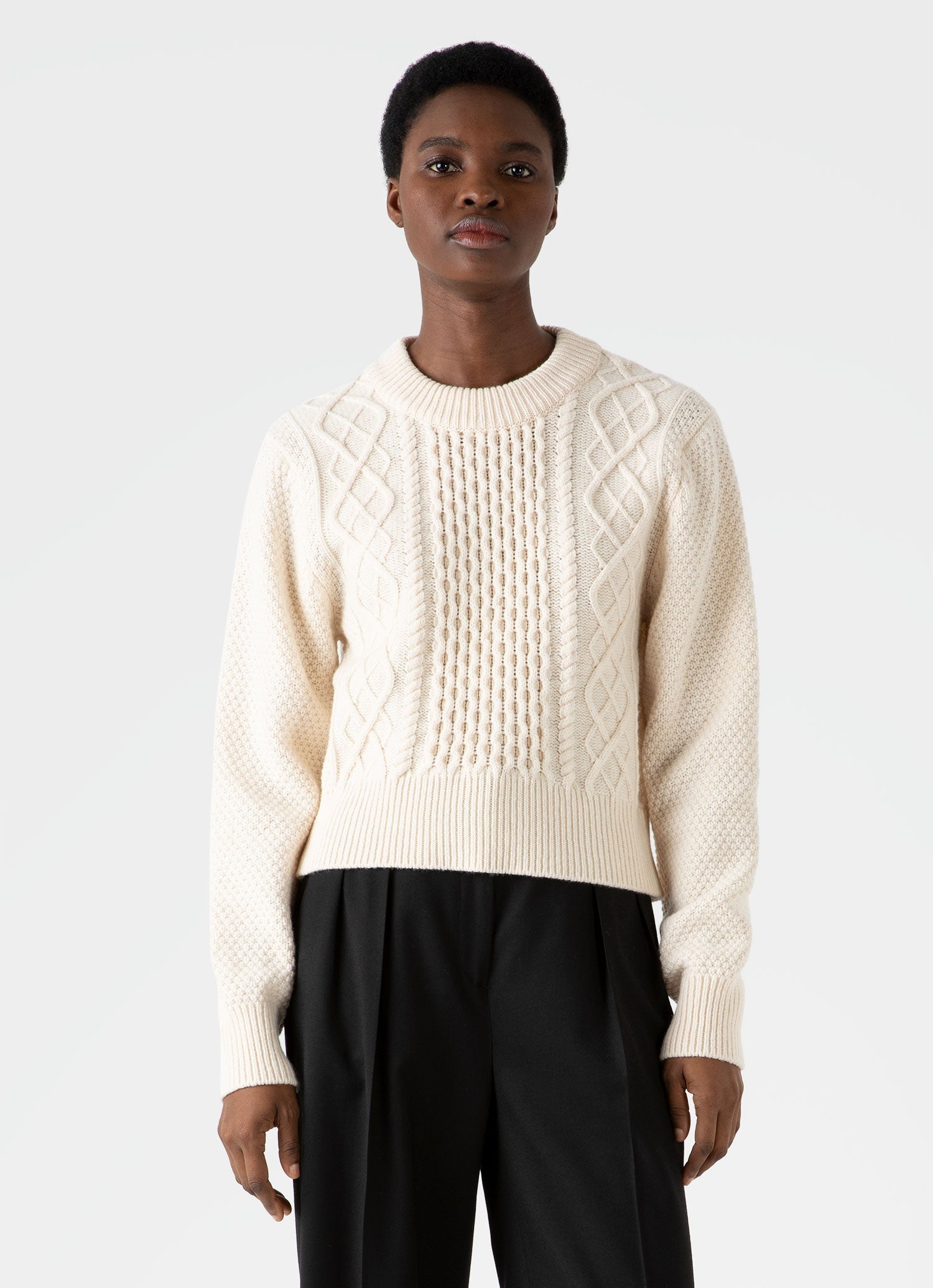 Women's Cable Knit Jumper in Ecru