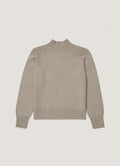 Women's Lambswool Funnel Neck Jumper in Dove Grey Melange