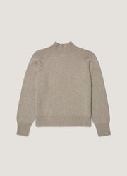 Women's Lambswool Funnel Neck Jumper in Dove Grey Melange