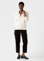 Women's Lambswool Polo Jumper in Ecru