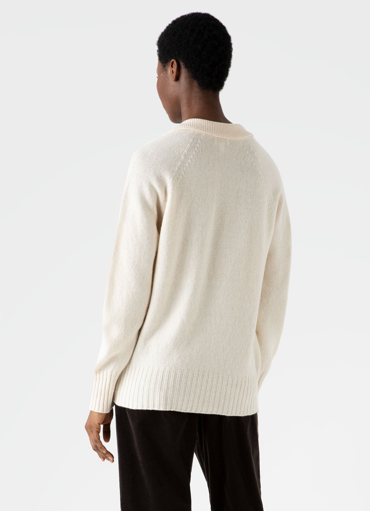 Women's Lambswool Polo Jumper in Ecru