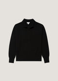 Women's Cashmere Polo Shirt in Black