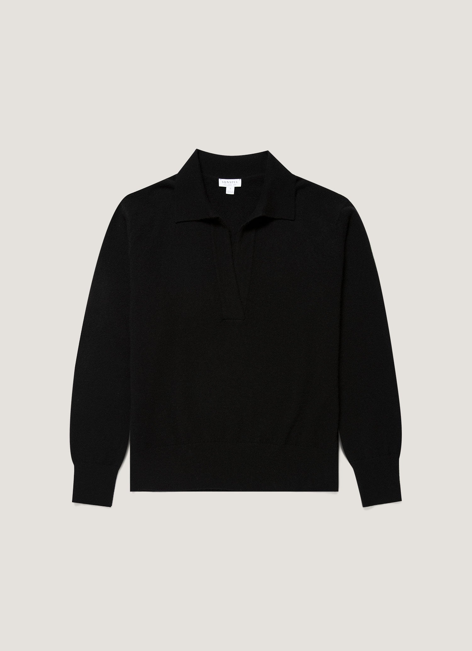 Women's Cashmere Polo Shirt in Black