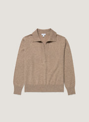 Women's Cashmere Polo Shirt in Mink